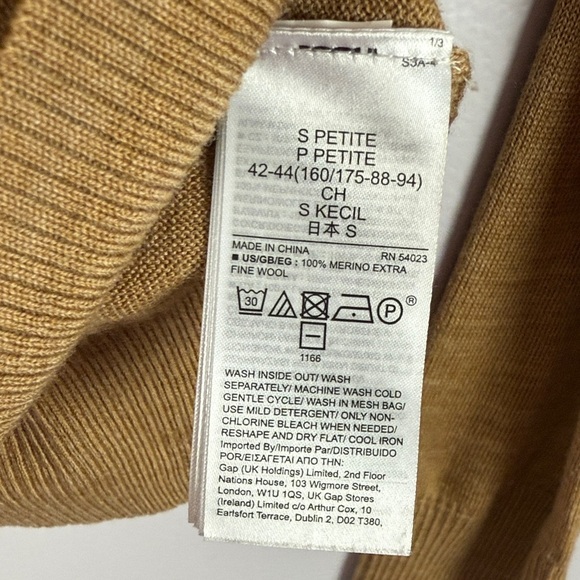 GAP Tan Soft 100% Merino Wool Boat Neck Small Petite Sweater - Picture 7 of 9